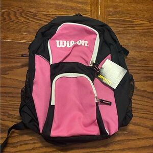 New Wilson Youth Backpack Women’s Pink Black Baseball Zipper Adjustable School